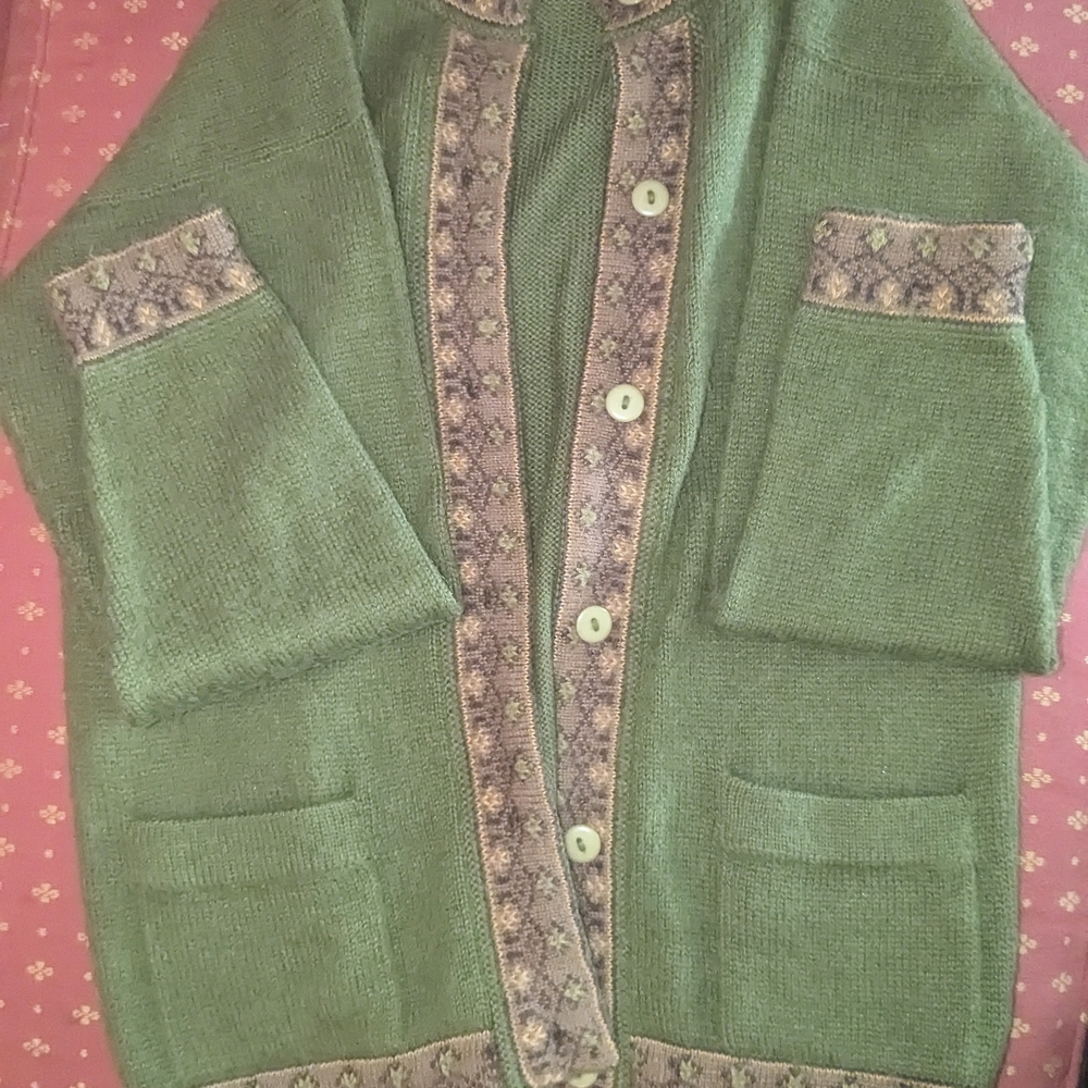 Vintage Inka Traditions 100% Baby Alpaca Cardigan Sweater Size Medium